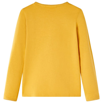 Kindershirt met lange mouwen 116 donkerokerkleurig Oker 116