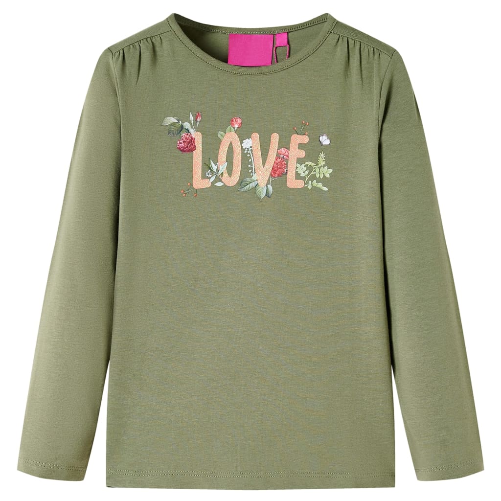 Kindershirt met lange mouwen 104 kakikleurig Kaki