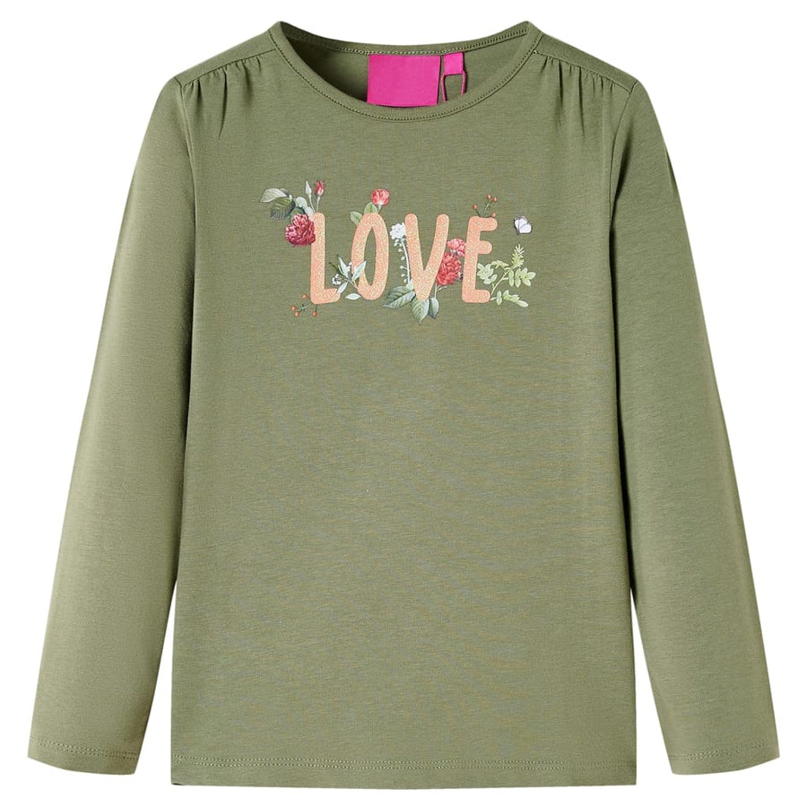 Kindershirt met lange mouwen 104 kakikleurig Kaki