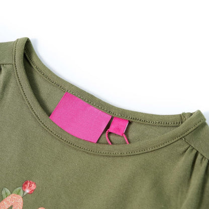 Kindershirt met lange mouwen 104 kakikleurig Kaki