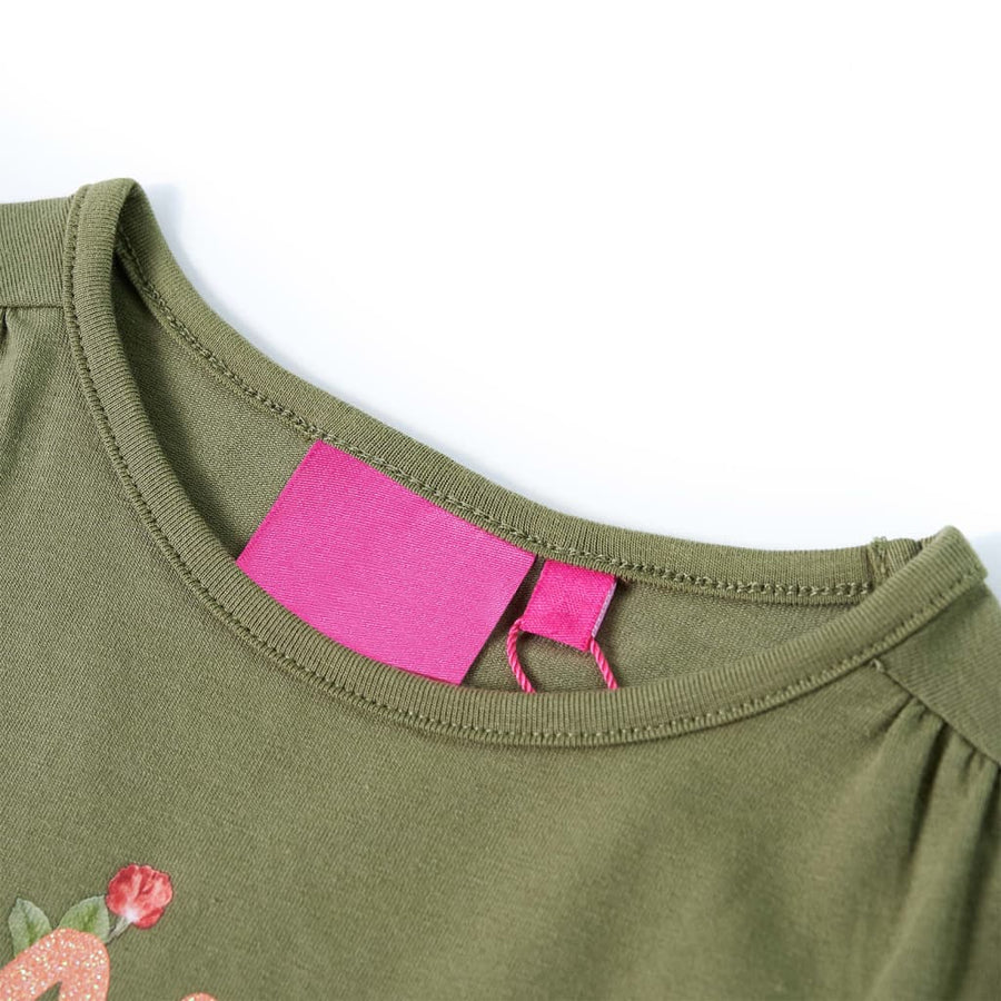 Kindershirt met lange mouwen 104 kakikleurig Kaki