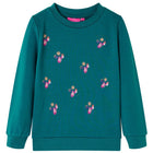 Kindertrui 140 donkergroen glitters