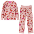 Kinderpyjama lange mouwen 104 lichtroze paardenpatroon