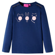 Kindershirt lange mouwen 116 marineblauw