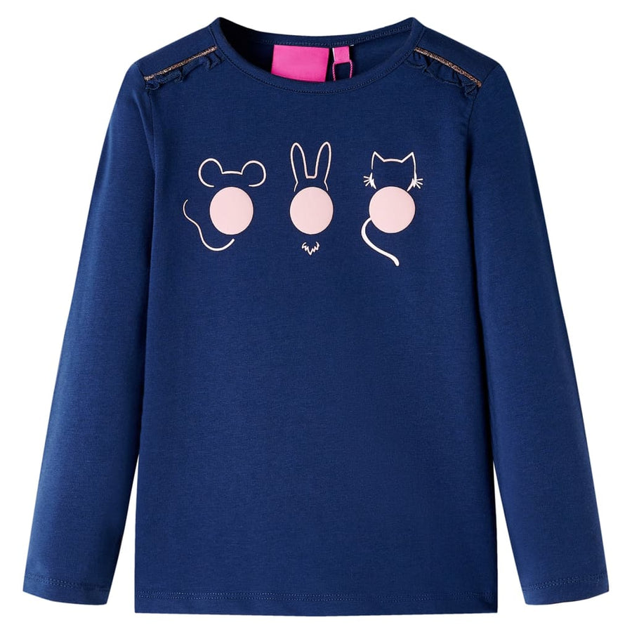 Kindershirt met lange mouwen 116 marineblauw Marineblauw