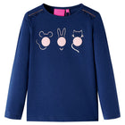 Kindershirt lange mouwen 128 marineblauw
