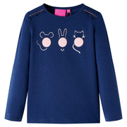 Kindershirt lange mouwen 128 marineblauw
