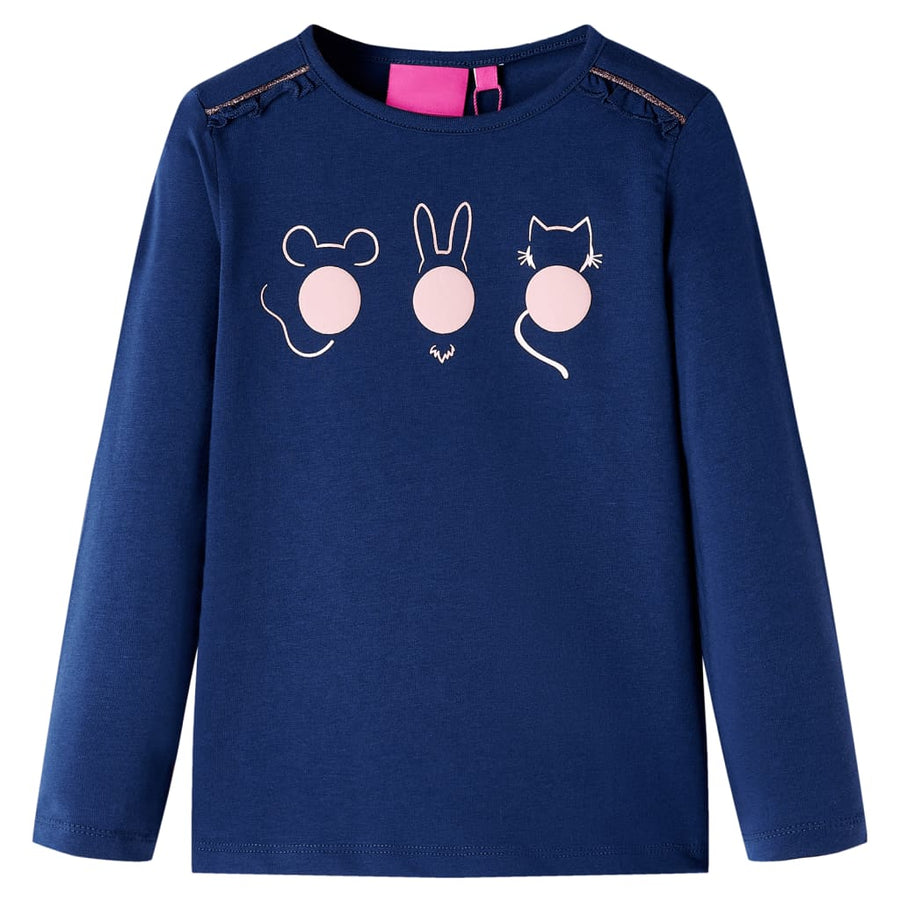 Kindershirt met lange mouwen 128 marineblauw Marineblauw