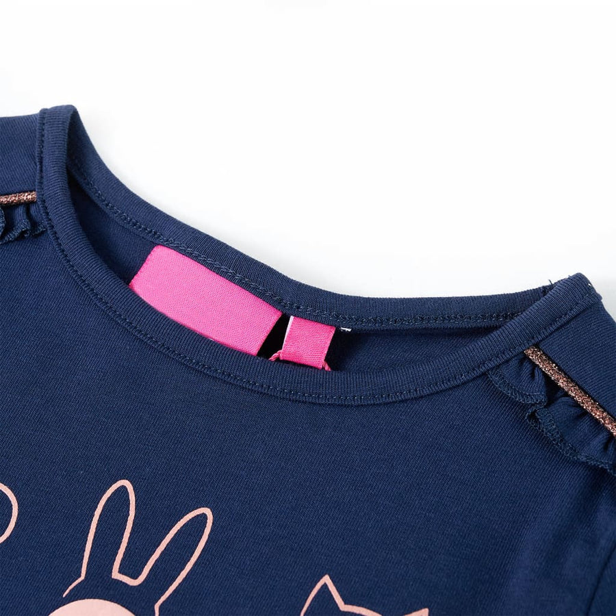 Kindershirt met lange mouwen 128 marineblauw Marineblauw