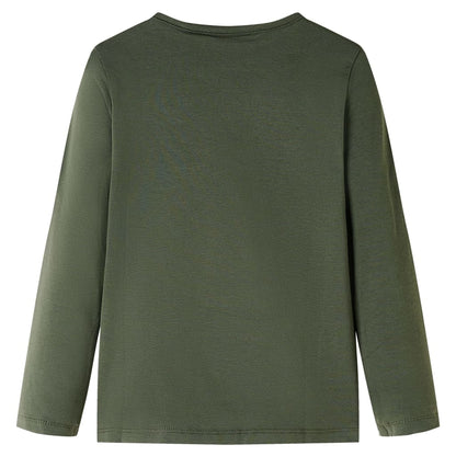 Kindershirt met lange mouwen 104 kakikleurig Kaki