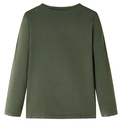 Kindershirt met lange mouwen 128 kakikleurig Kaki