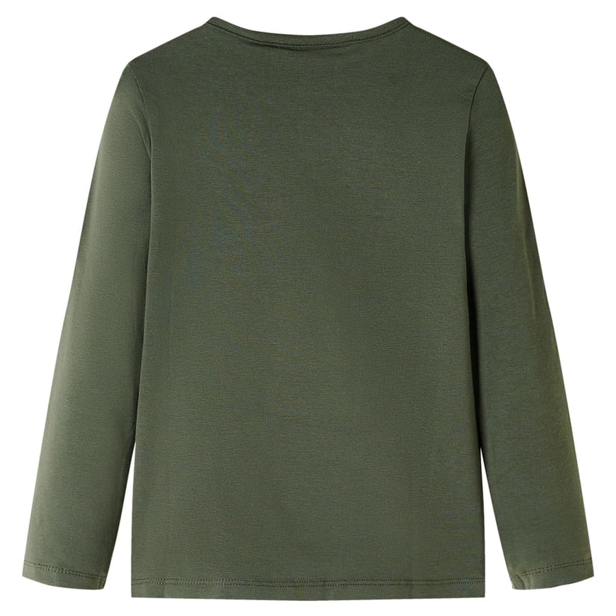Kindershirt met lange mouwen 128 kakikleurig Kaki