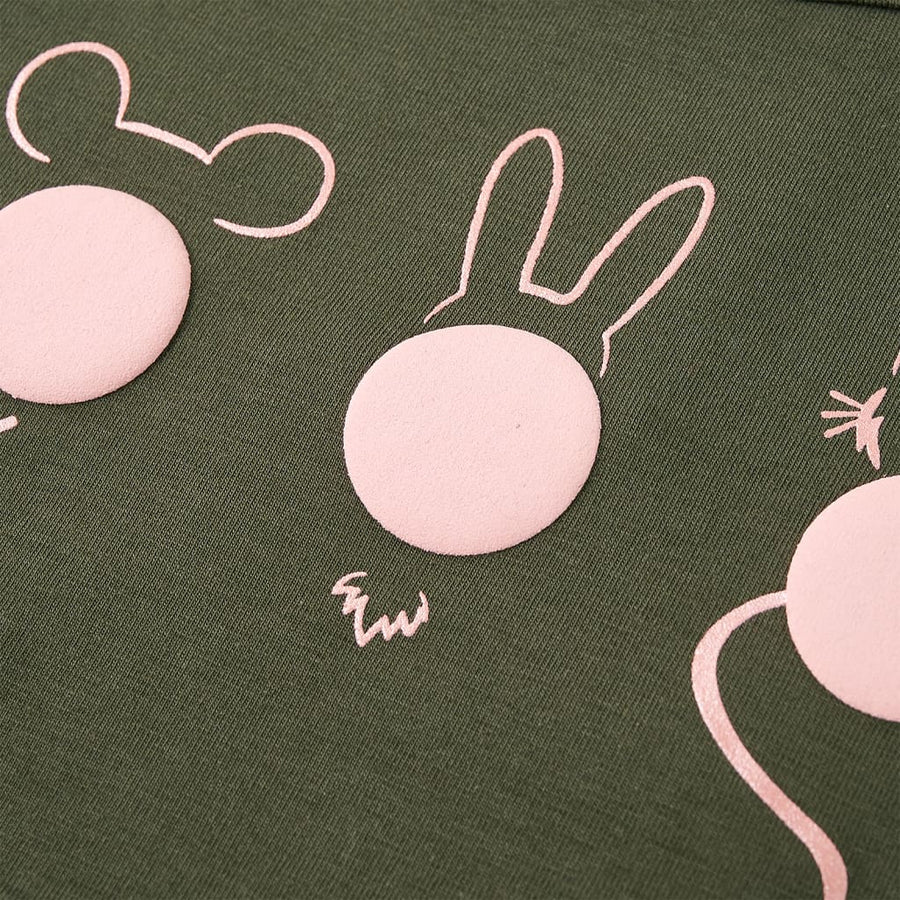 Kindershirt met lange mouwen 128 kakikleurig Kaki