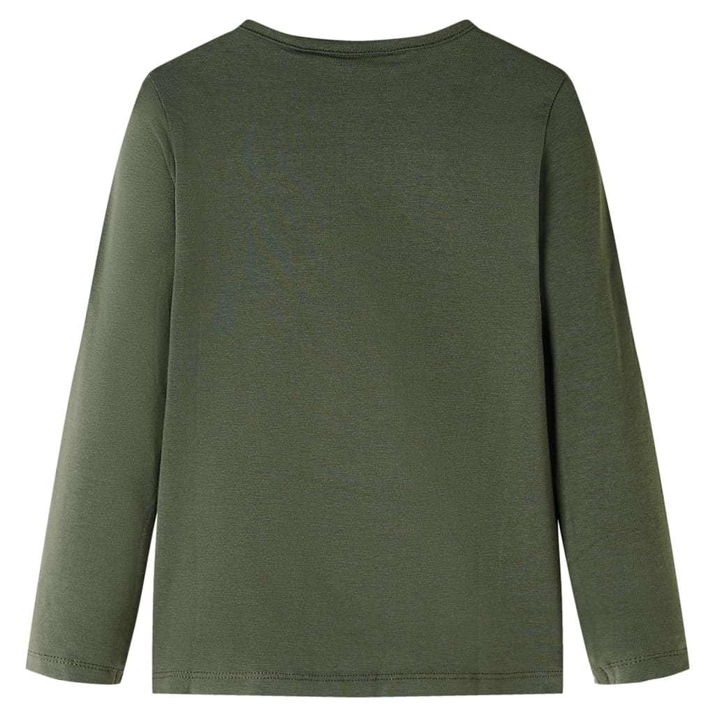 Kindershirt met lange mouwen 140 kakikleurig Kaki