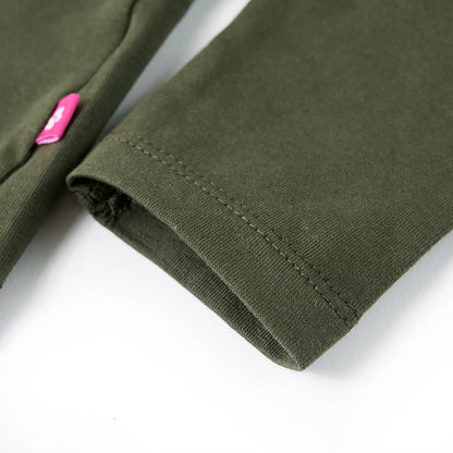 Kindershirt met lange mouwen 140 kakikleurig Kaki