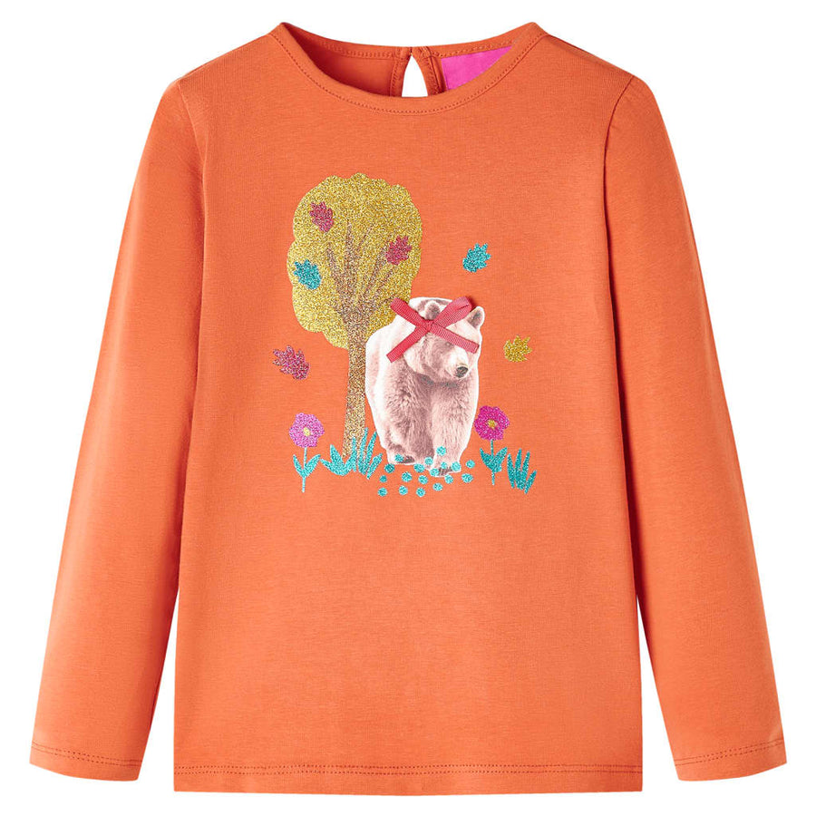 Kindershirt met lange mouwen 140 oranjebruin orange