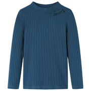 Kindershirt lange mouwen geribd 104 marineblauw