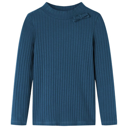 Kindershirt met lange mouwen geribd 104 marineblauw Marineblauw 104
