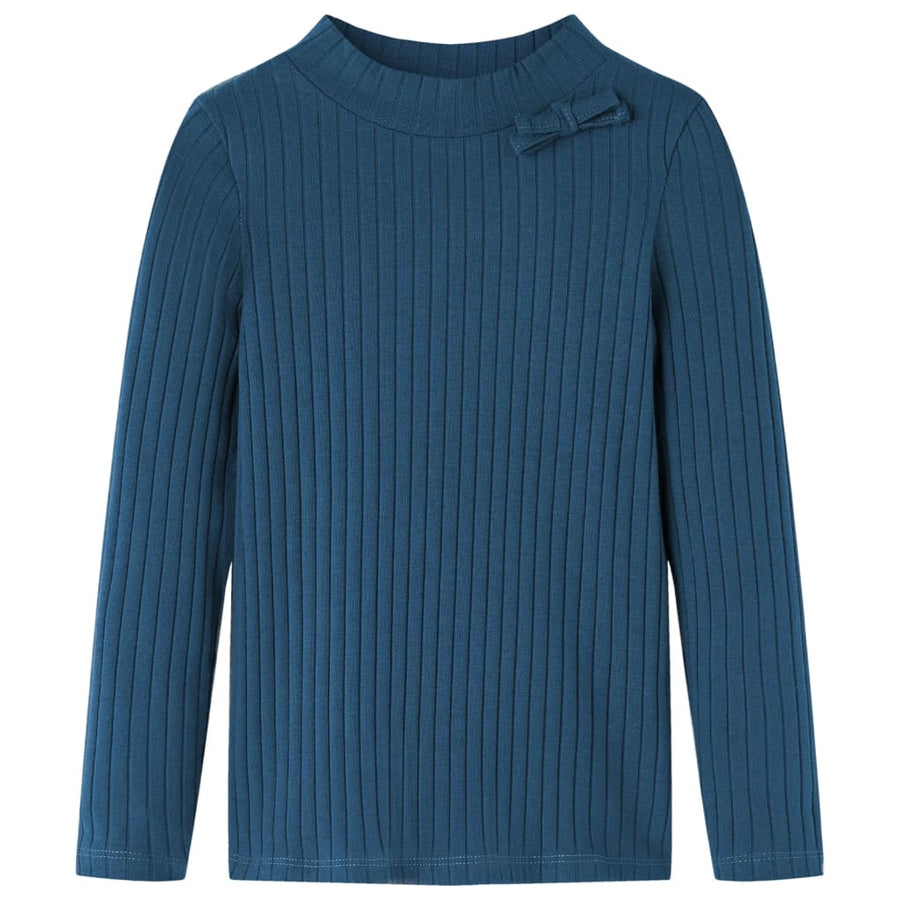 Kindershirt met lange mouwen geribd 104 marineblauw Marineblauw 104