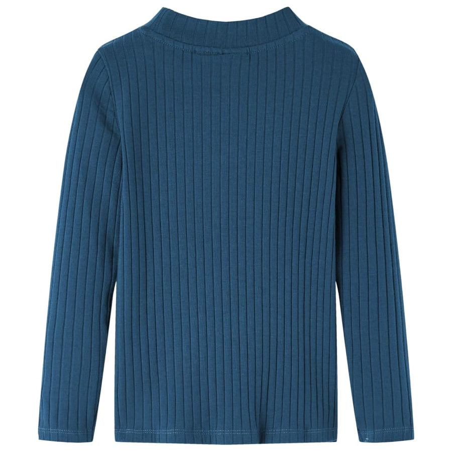 Kindershirt met lange mouwen geribd 104 marineblauw Marineblauw 104