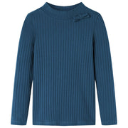 Kindershirt geribd lange mouwen 116 marineblauw