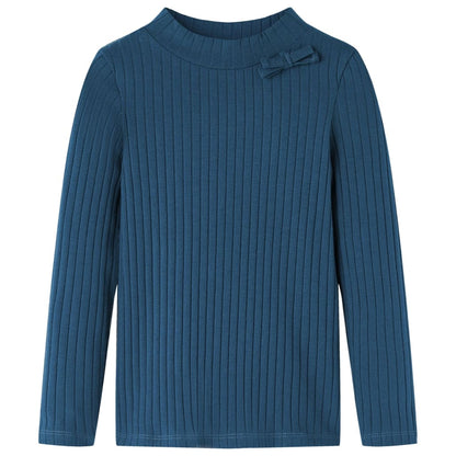 Kindershirt met lange mouwen geribd 116 marineblauw Marineblauw 116