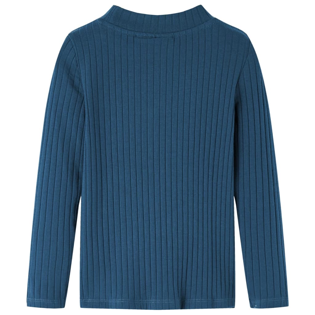 Kindershirt met lange mouwen geribd 116 marineblauw Marineblauw 116