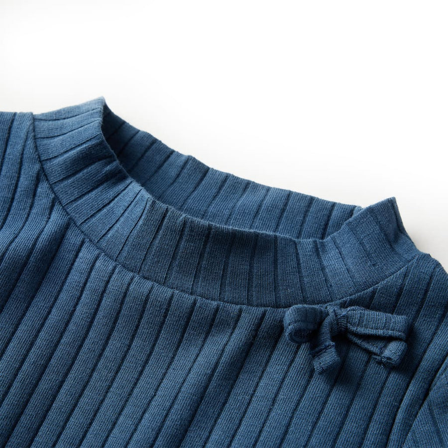 Kindershirt met lange mouwen geribd 116 marineblauw Marineblauw 116