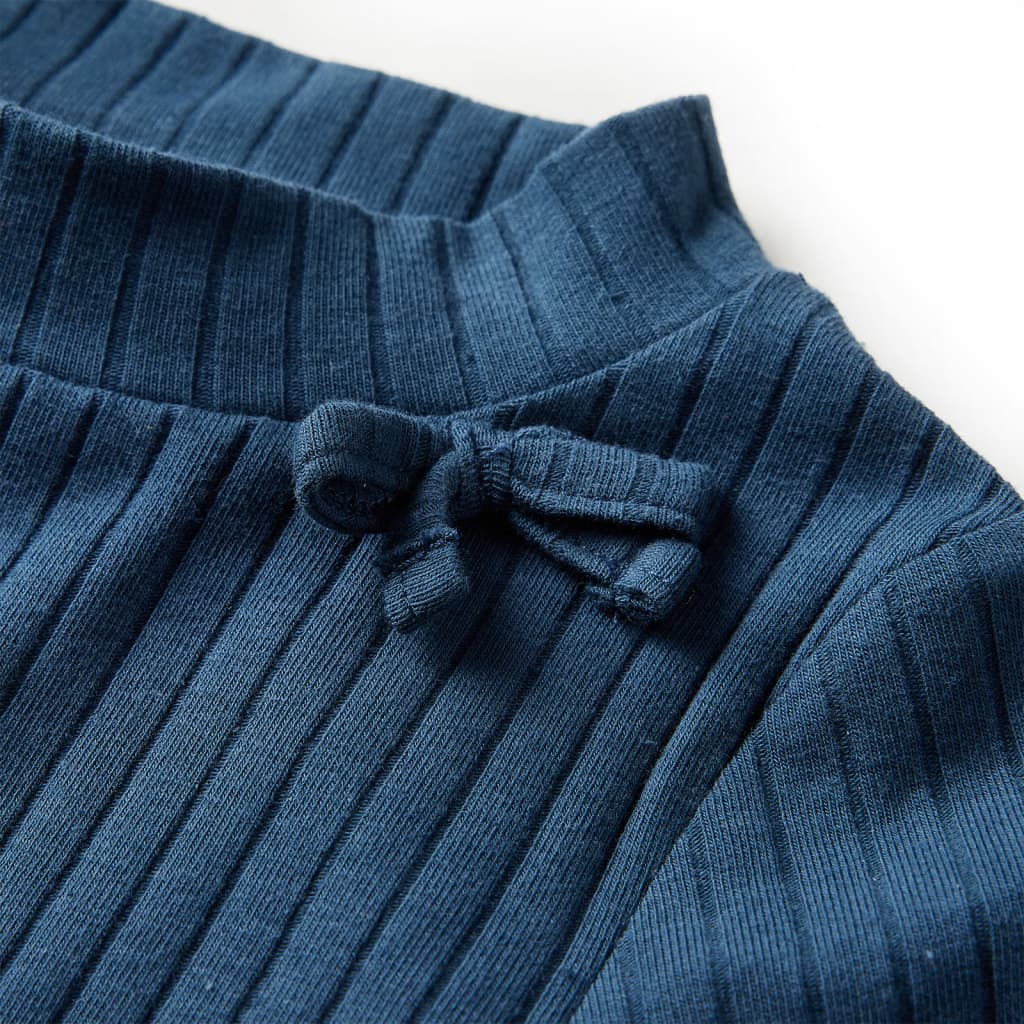 Kindershirt met lange mouwen geribd 128 marineblauw Marineblauw 128