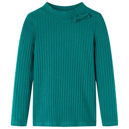 Kindershirt met lange mouwen geribd 104 donkergroen Donkergroen 104