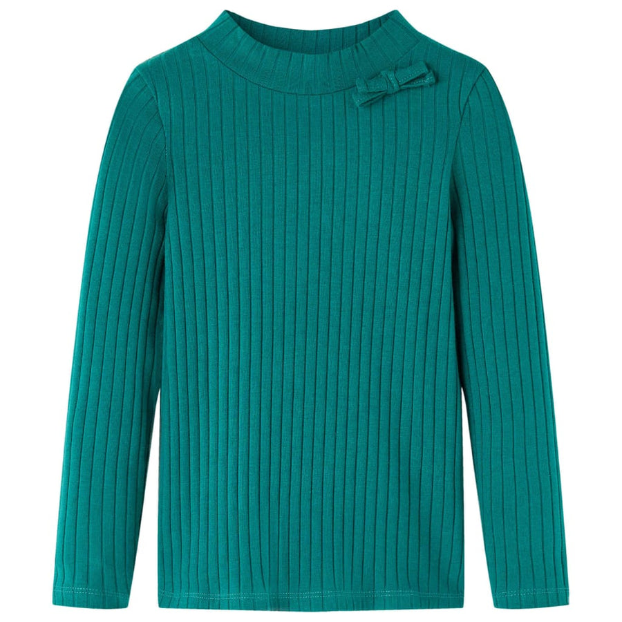 Kindershirt met lange mouwen geribd 104 donkergroen Donkergroen 104