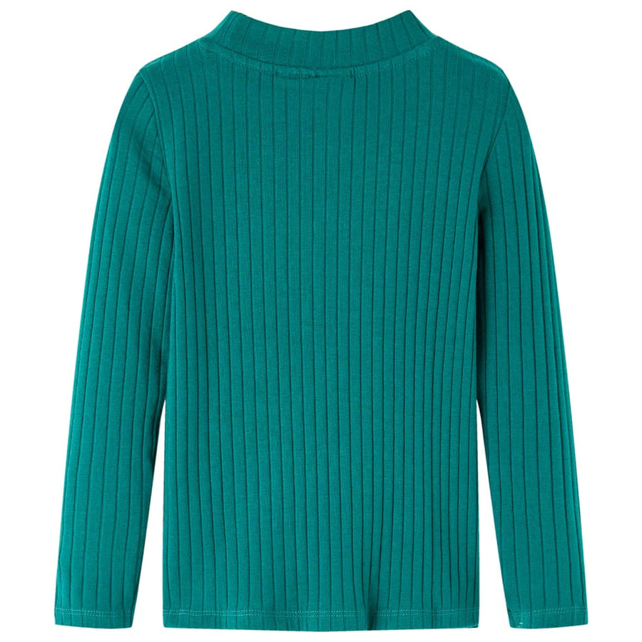 Kindershirt met lange mouwen geribd 104 donkergroen Donkergroen 104