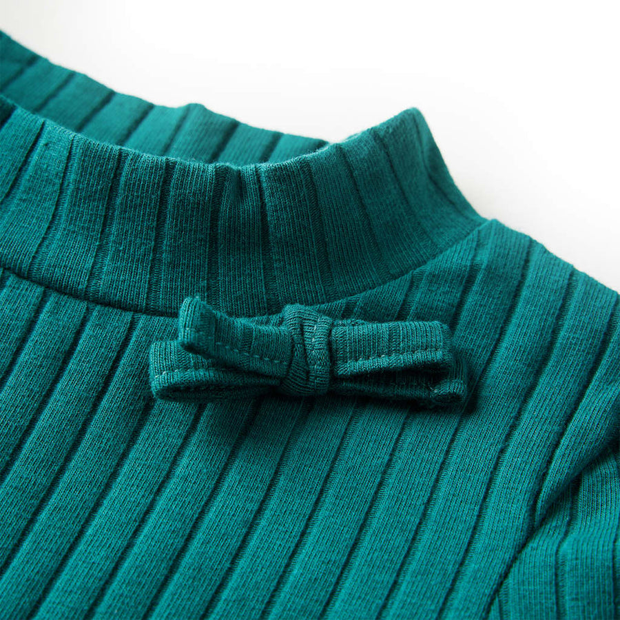 Kindershirt met lange mouwen geribd 104 donkergroen Donkergroen 104