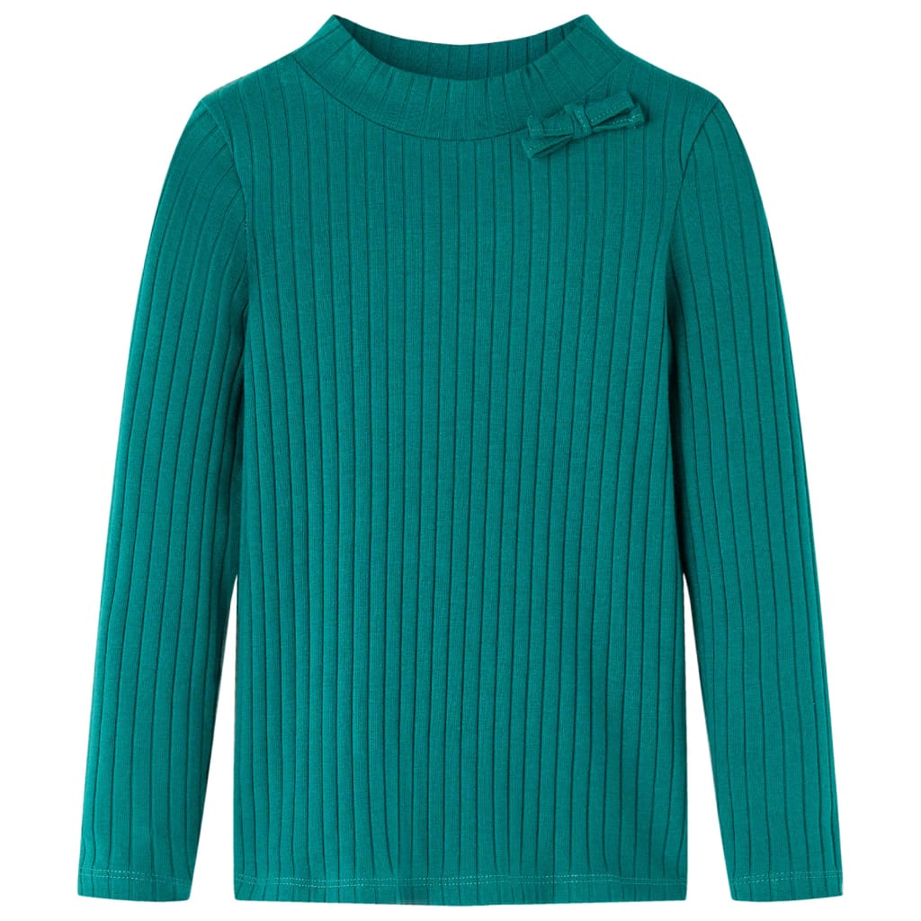 Kindershirt met lange mouwen geribd 116 donkergroen Donkergroen 116
