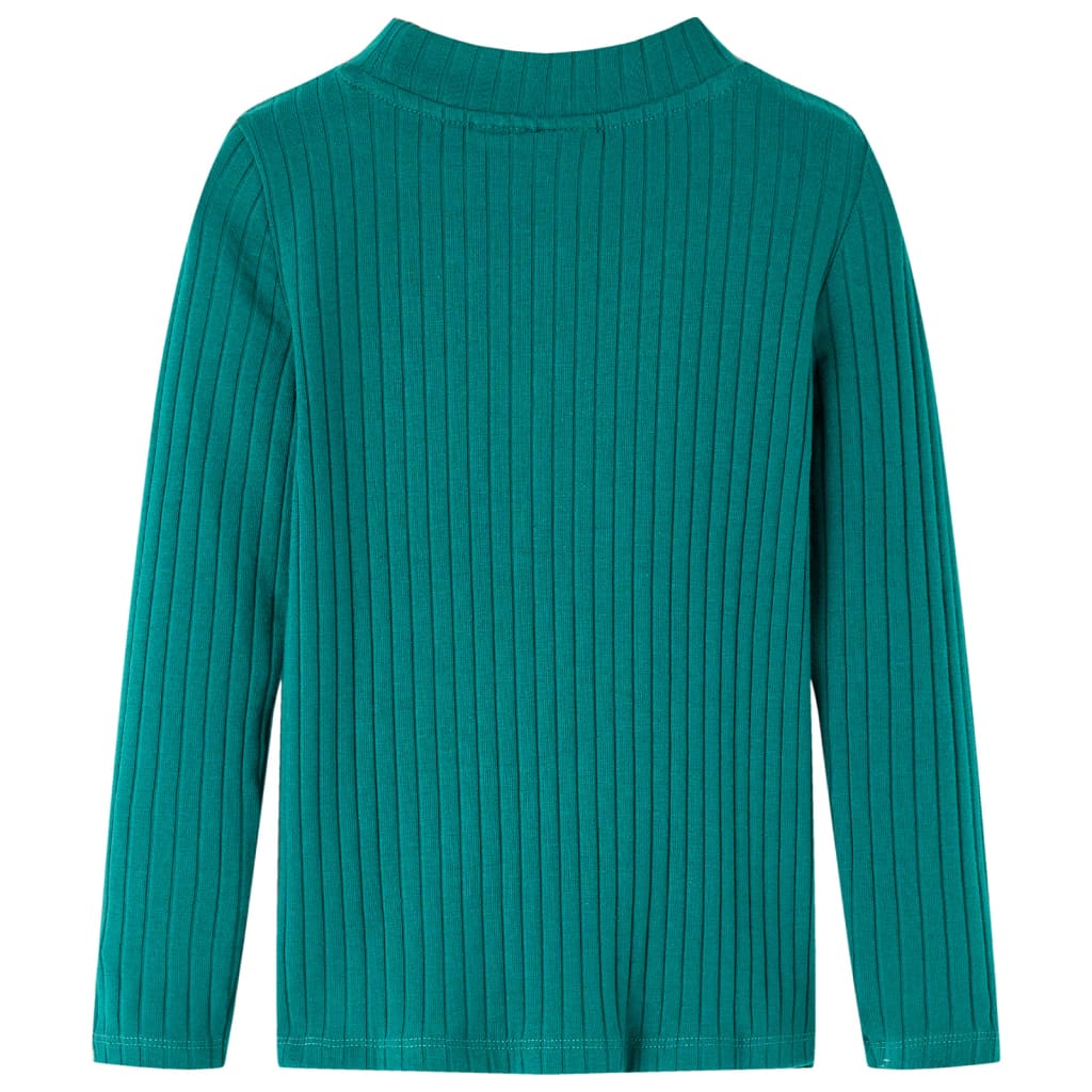 Kindershirt met lange mouwen geribd 116 donkergroen Donkergroen 116