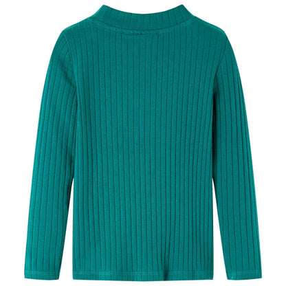 Kindershirt met lange mouwen geribd 116 donkergroen Donkergroen 116