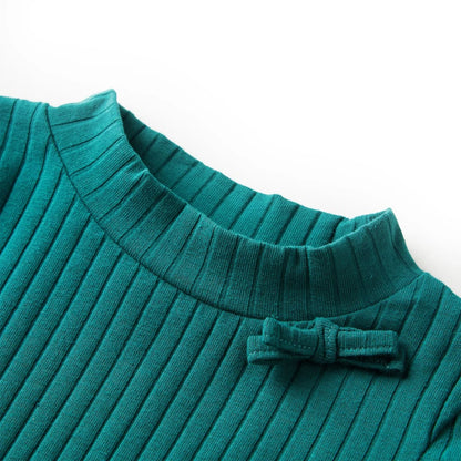 Kindershirt met lange mouwen geribd 116 donkergroen Donkergroen 116