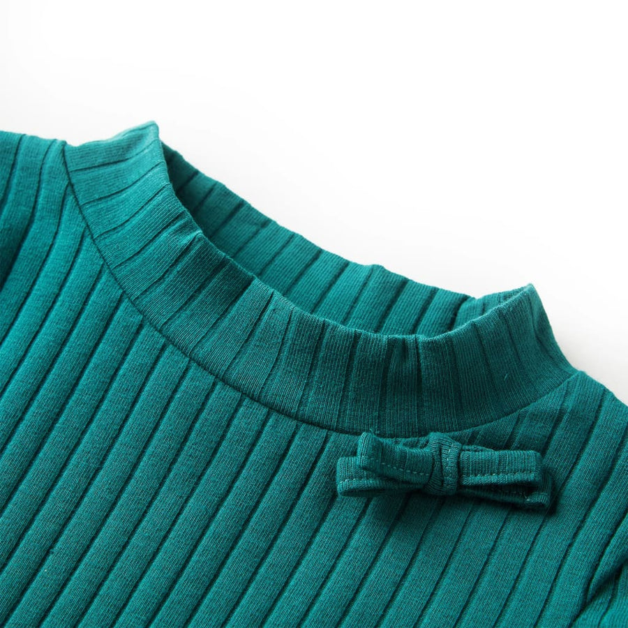 Kindershirt met lange mouwen geribd 116 donkergroen Donkergroen 116