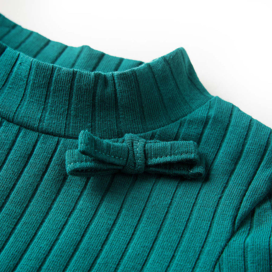 Kindershirt met lange mouwen geribd 116 donkergroen Donkergroen 116