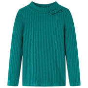 Kids' long-sleeved ribbed t-shirt 128 dark green