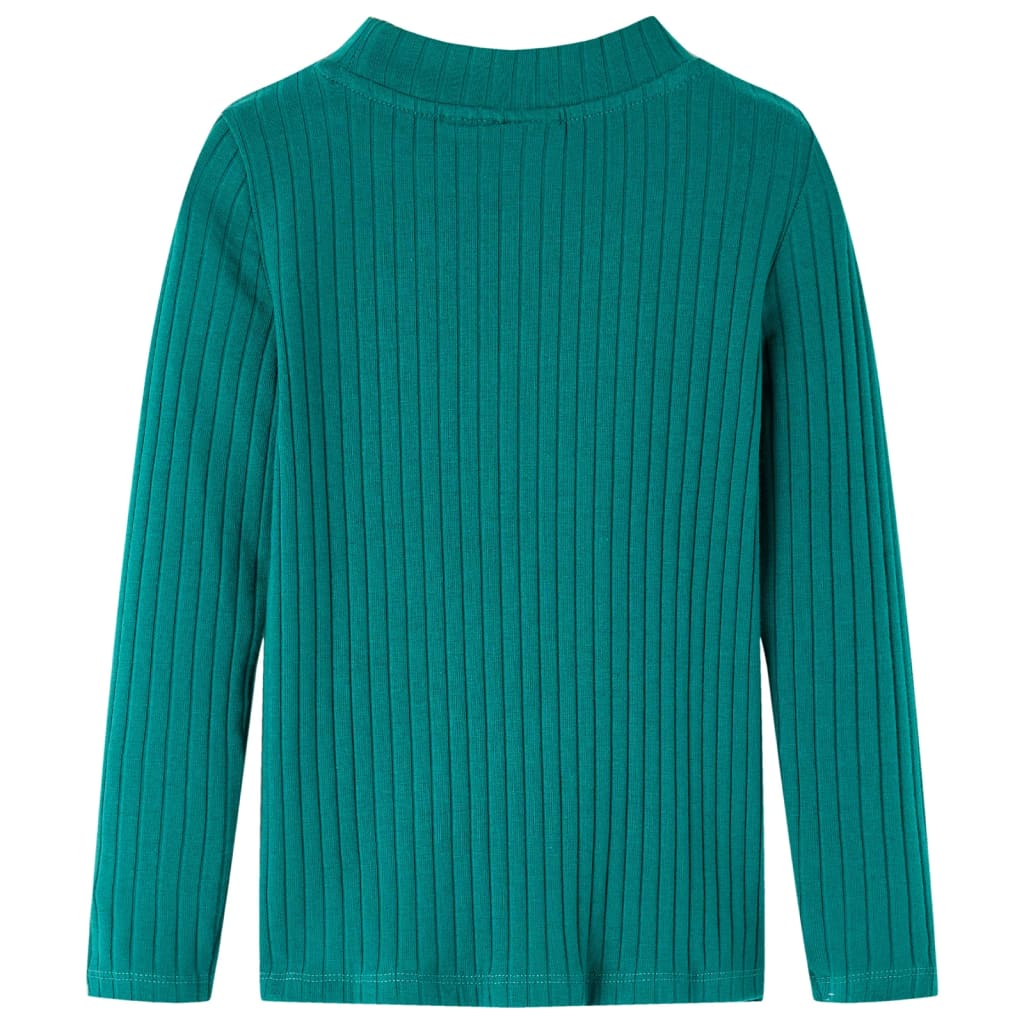 Kindershirt met lange mouwen geribd 128 donkergroen Donkergroen 128