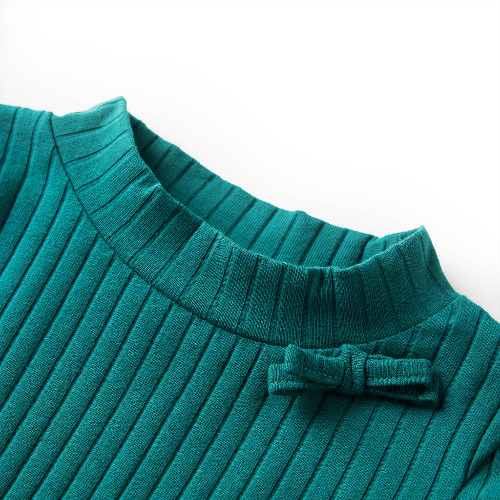 Kindershirt met lange mouwen geribd 128 donkergroen Donkergroen 128