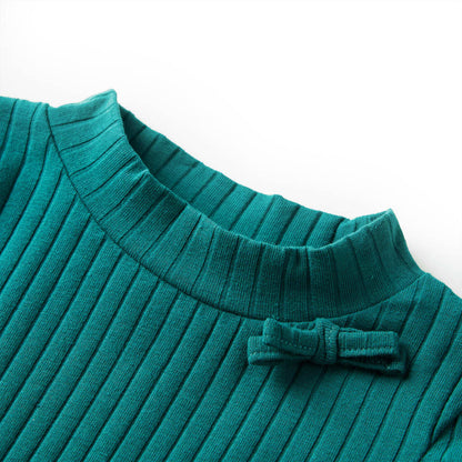 Kindershirt met lange mouwen geribd 128 donkergroen Donkergroen 128