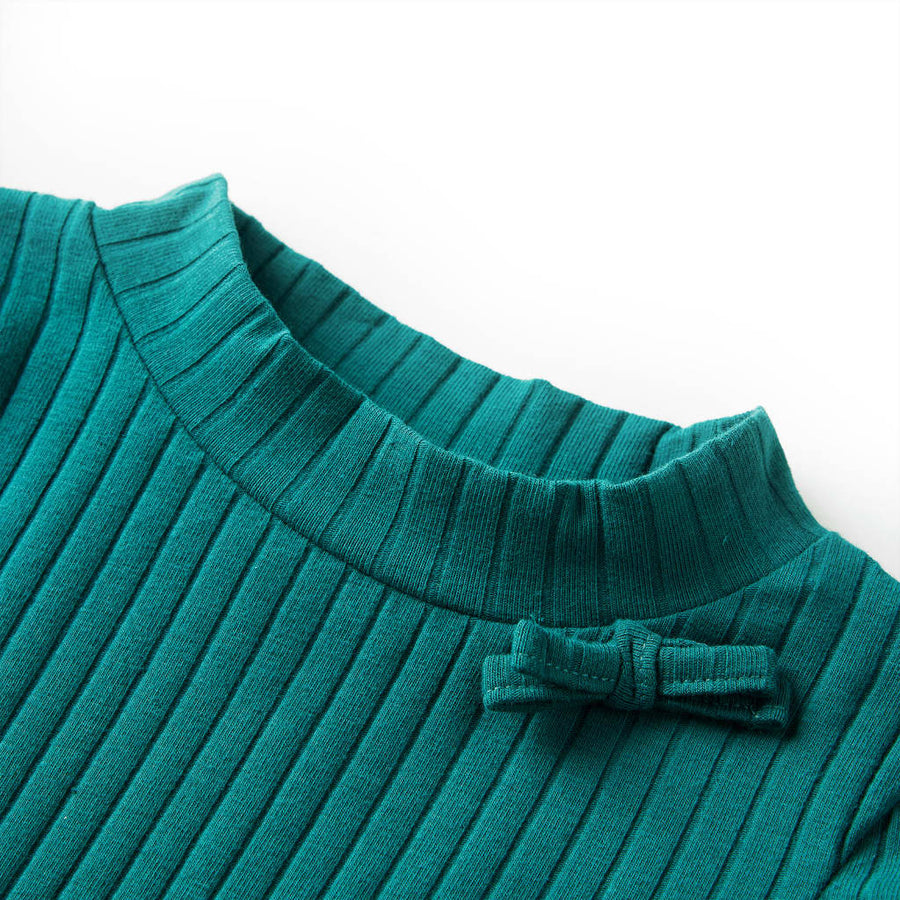 Kindershirt met lange mouwen geribd 128 donkergroen Donkergroen 128