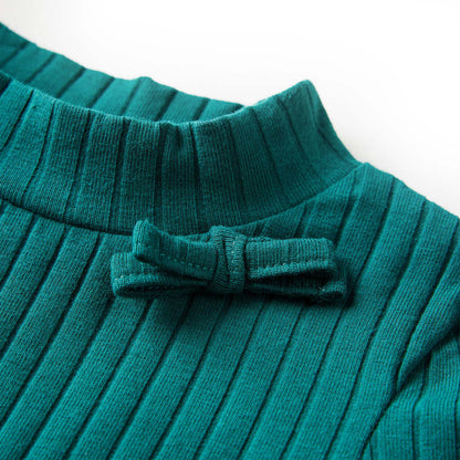 Kindershirt met lange mouwen geribd 128 donkergroen Donkergroen 128