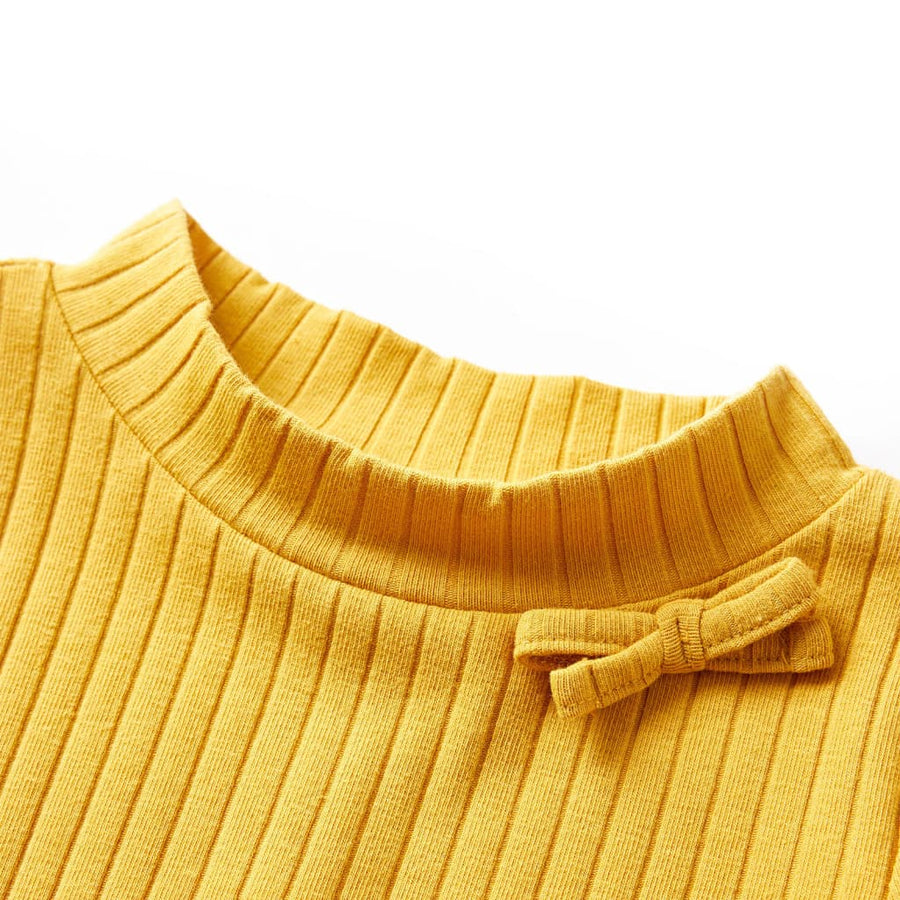 Kindershirt met lange mouwen geribd 92 donker okerkleurig Oker