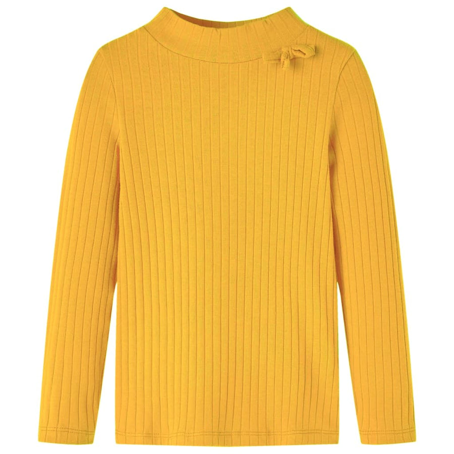 Kindershirt met lange mouwen geribd 104 donker okerkleurig Oker