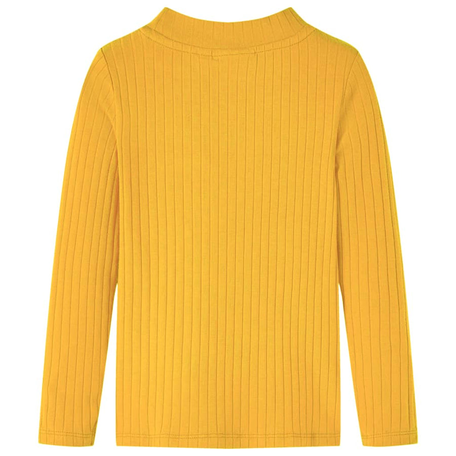 Kindershirt met lange mouwen geribd 104 donker okerkleurig Oker