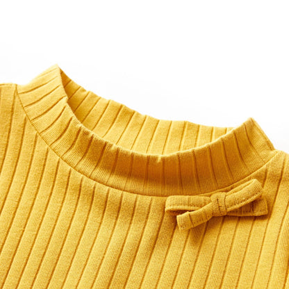 Kindershirt met lange mouwen geribd 104 donker okerkleurig Oker