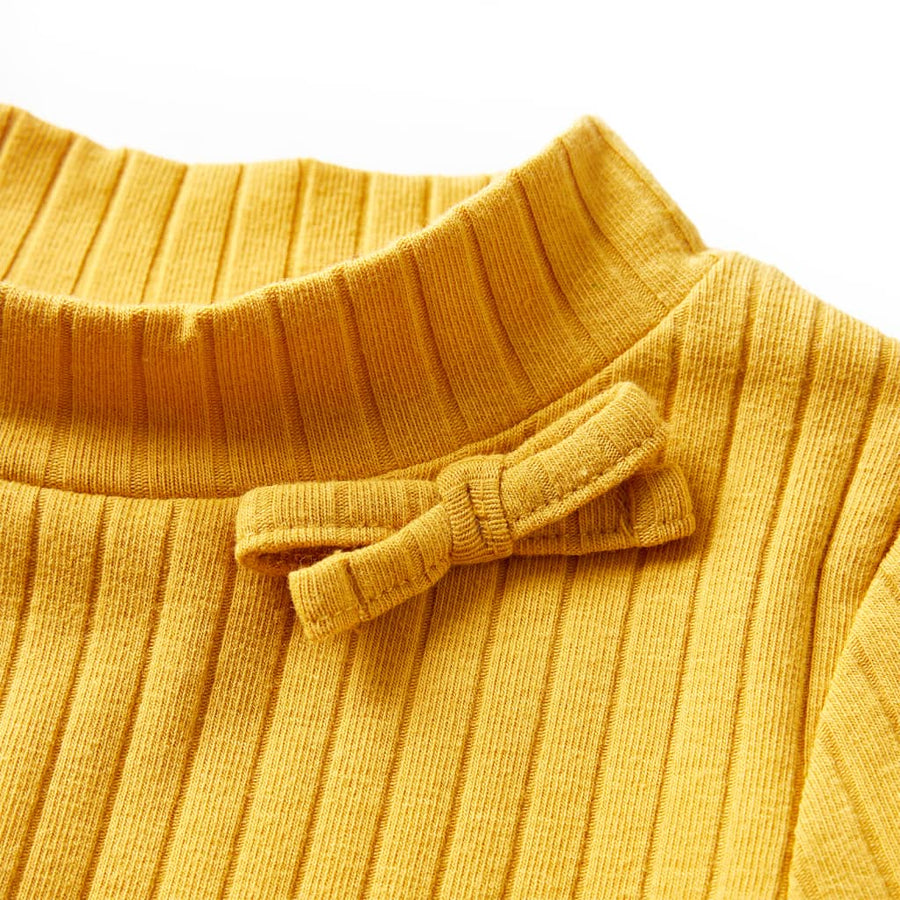 Kindershirt met lange mouwen geribd 104 donker okerkleurig Oker